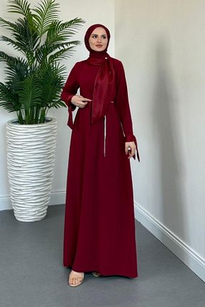 لباس مجلسی حجاب رنگی زنانه کرپ MERVEN AKYÜZ - کد 947448014