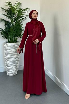 لباس مجلسی حجاب رنگی زنانه کرپ MERVEN AKYÜZ - کد 947448014