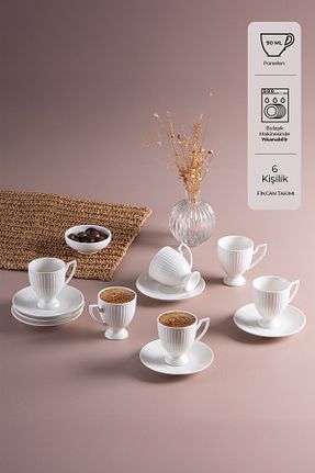 فنجان قهوه سفید 6 نفره İSTANBUL PORSELEN - کد 795251927