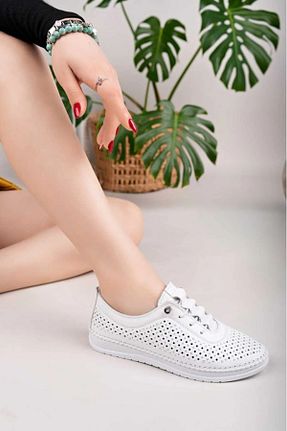 کفش کژوال سفید زنانه چرم خالص Garmoda - کد 938199108