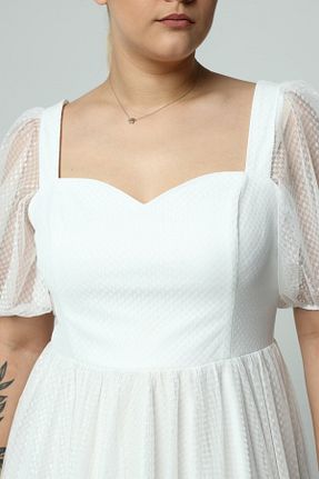 لباس مجلسی سایز بزرگ سفید زنانه یقه قلبی Asees - کد 339583723