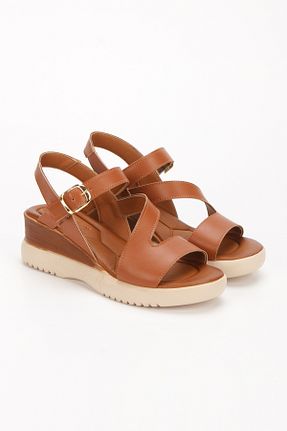 صندل قهوه ای زنانه پاشنه پر LEONA MODA SHOES - کد 941248876