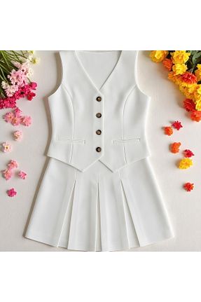ست بالاتنه و پائین تنه سفید زنانه بافتنی OTAKU - کد 940572961