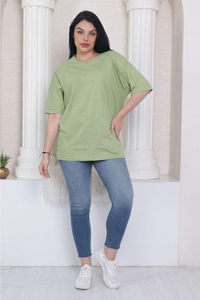 تیشرت سبز زنانه اورسایز Tight Lady - کد 743943048