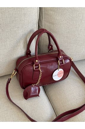 کیف دوشی زرشکی زنانه چرم مصنوعی BAGLOVİS - کد 902664526