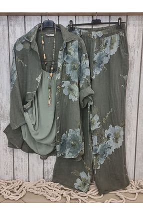 پیراهن خاکی زنانه اورسایز pudubutik - کد 945104725