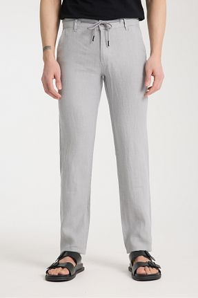 شلوار طوسی مردانه کتان muzzo jeans - کد 919999405