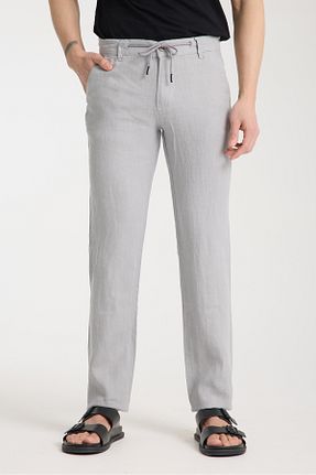 شلوار طوسی مردانه کتان muzzo jeans - کد 919999405