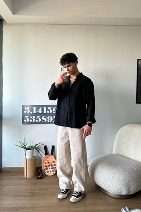 پیراهن مشکی مردانه اورسایز Flaw Wear - کد 717933133