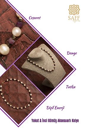 گردنبند جواهر طوسی زنانه Saff Doğal Taş - کد 923375799
