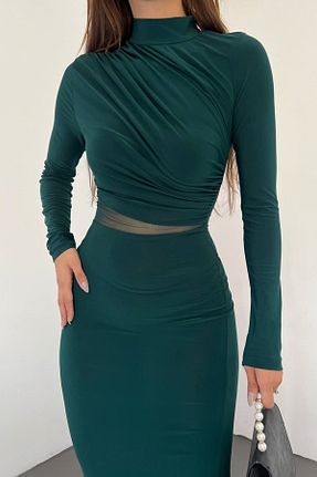 لباس سبز زنانه بافتنی vuvutasarım - کد 775472502