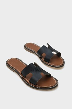 دمپائی مشکی زنانه چرم خالص Capone Outfitters - کد 652808584