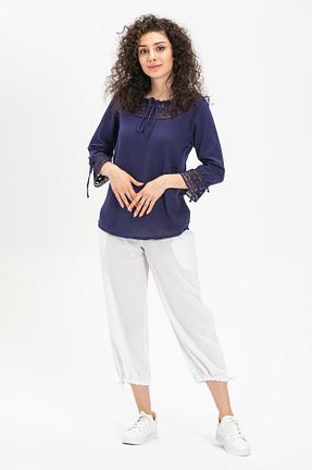 بلوز بنفش زنانه ساده Eliş Şile Bezi - کد 93059520