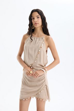 بلوز بژ زنانه ساده Quzu - کد 945367983