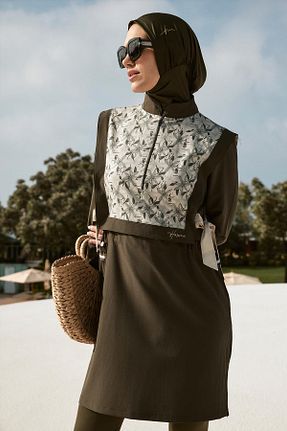 مایو حجاب خاکی زنانه پلی استر Haşema - کد 917570372