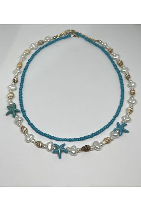 گردنبند جواهر آبی زنانه منجق Mari Design - کد 928147378