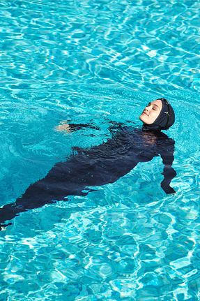 مایو حجاب سرمه ای زنانه ساده Haşema - کد 917794347