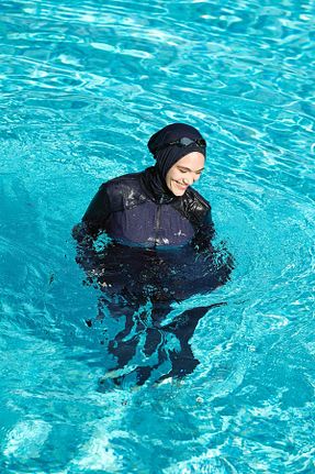مایو حجاب سرمه ای زنانه ساده Haşema - کد 917794347