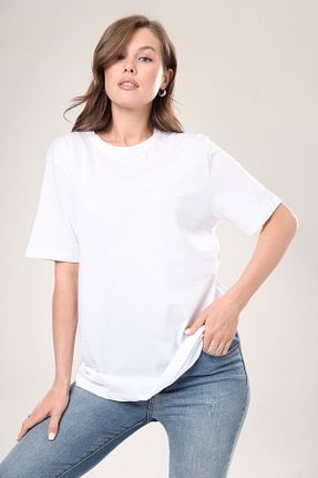 تیشرت سفید زنانه اورسایز Tight Lady - کد 668029133
