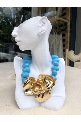 گردنبند جواهر آبی زنانه برنجی Gözde Tasarım Butik - کد 938169738