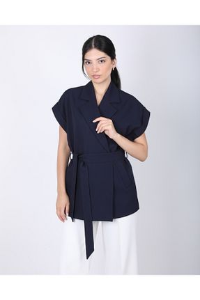 جلیقه سرمه ای زنانه اورسایز DEQ FASHION - کد 938511956