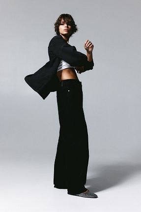 شلوار جین مشکی زنانه پاچه لوله تفنگی H&M - کد 858146695
