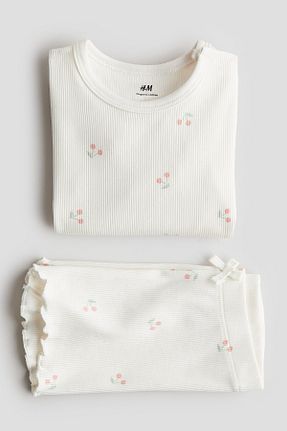 بادی و سرهمی نوزادی سفید بچه گانه پنبه ای H&M - کد 925039151