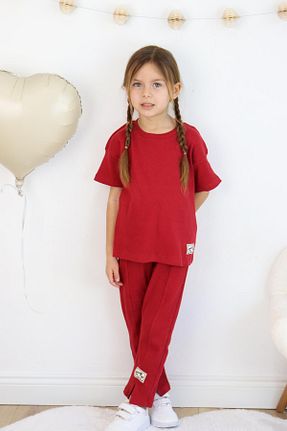 ست بالاتنه و پائین تنه قرمز بچه گانه بافت MiaBaby - کد 824235387