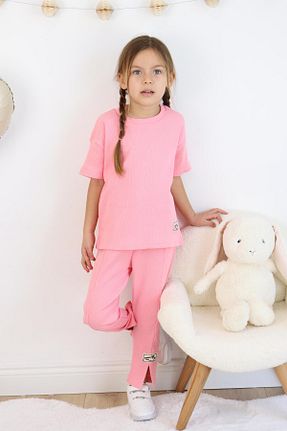 ست بالاتنه و پائین تنه صورتی بچه گانه بافت MiaBaby - کد 824235410