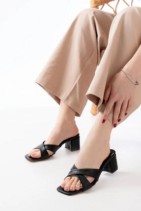 دمپائی مشکی زنانه چرم مصنوعی marinarosse - کد 828079826