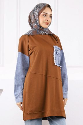 تونیک حجاب قهوه ای زنانه مخلوط پلی استر İmajButik - کد 945589790