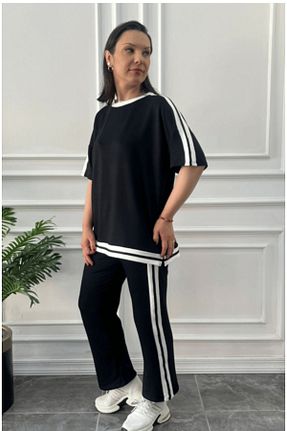 ست بالاتنه و پائین تنه سایز بزرگ مشکی زنانه رگولار MODA - کد 945830568