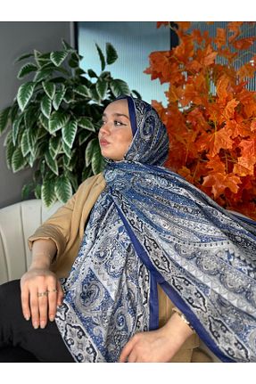 شال آبی زنانه پنبه ای Oxygen Scarfs - کد 945899154