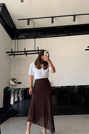 دامن سفید زنانه پلی استر Özge Özgenç - کد 945939533