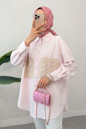 پیراهن صورتی زنانه اورسایز ALLMİRA FASHION - کد 945943029