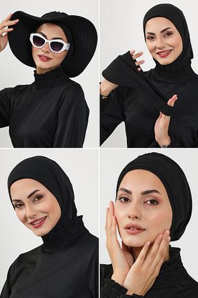 کلاه شنای حجاب مشکی زنانه Aisha