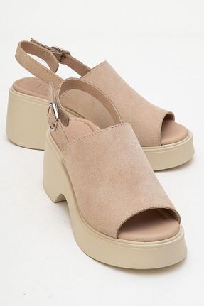 صندل بژ زنانه پاشنه پر luvishoes - کد 946049654