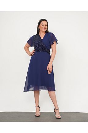 لباس مجلسی سایز بزرگ سرمه ای زنانه دو سینه Şirin Butik - کد 946143159