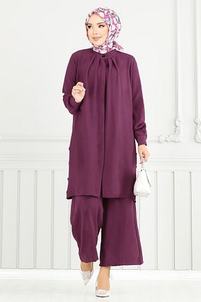 ست بالاتنه و پائین تنه بنفش زنانه بافتنی ModaMerve - کد 946351892