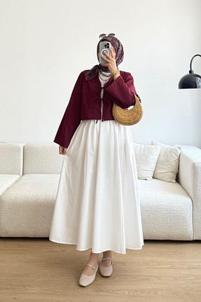 پیراهن حجاب زرشکی زنانه رگولار Giyim Gezegeni - کد 946255554