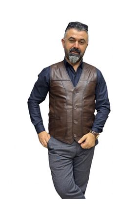جلیقه قهوه ای مردانه رگولار Fatih Deri - کد 946290067