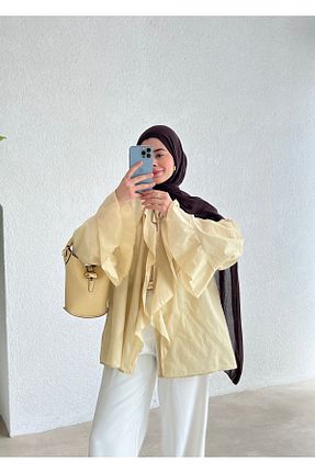 پیراهن زرد زنانه اورسایز MODA AKSA - کد 946293390
