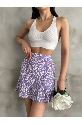 دامن بنفش زنانه پنبه پلی استر Butik - کد 946404555