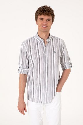 پیراهن طوسی مردانه یقه دکمه دار U.S. Polo Assn. - کد 946666612
