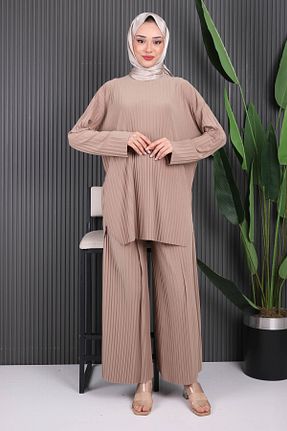 ست بالاتنه و پائین تنه حجاب قهوه ای زنانه رگولار İmajButik - کد 946707282