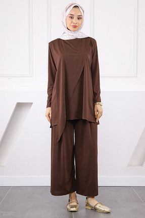 ست بالاتنه و پائین تنه حجاب قهوه ای زنانه رگولار İmajButik - کد 946727511