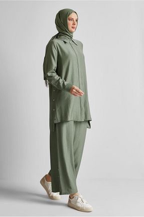 ست بالاتنه و پائین تنه حجاب خاکی زنانه رگولار Alvina - کد 946819986