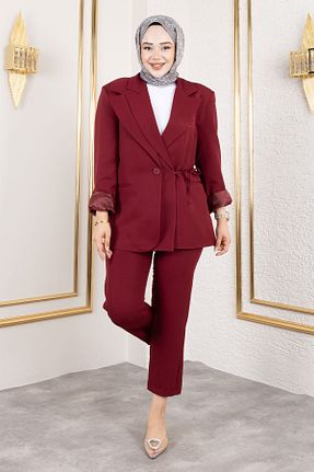 ست بالاتنه و پائین تنه حجاب زرشکی زنانه رگولار Tesettür Dünyası - کد 946847313