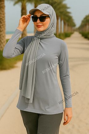 کلاه شنای حجاب طوسی زنانه Ritagarcia - کد 946958464