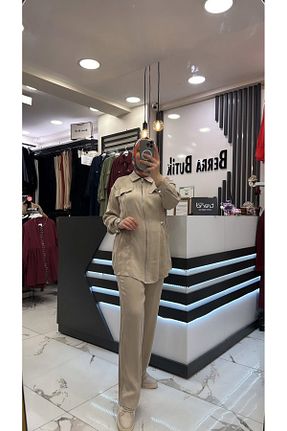 ست بالاتنه و پائین تنه حجاب بژ زنانه رگولار Loreen - کد 947047236